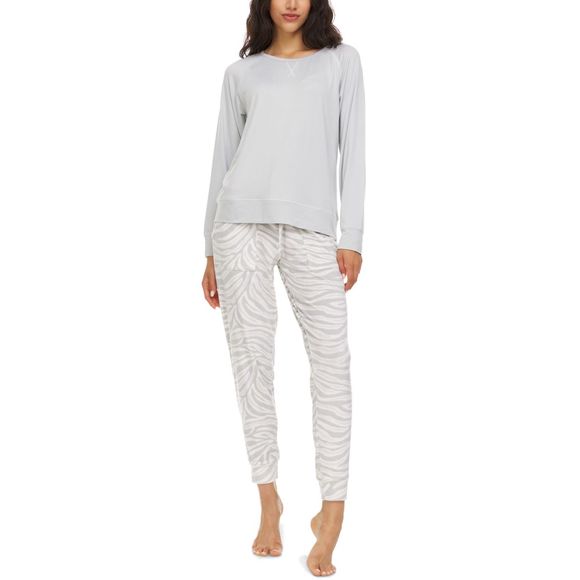 Flora by Flora Nikrooz Womens T-Shirt and Printed Pajama Pants Set,Grey,Large - Picture 1 of 1